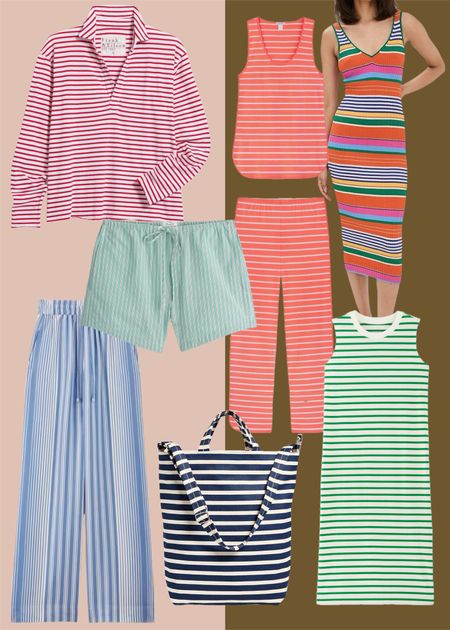 Stripes for Summer! I don’t usually partake in trends anymore but stripes are so classic! The trend is technically stripes on stripes so try layering a striped set or pair a striped dress with a striped tote- mix & match colors freely but make sure the scales are either the same or totally contrasting- think micro striped dress with a bold striped tote! Most of these picks fall under #LTKsustainable :)

#LTKSeasonal #LTKStyleTip #LTKFindsUnder100