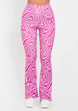 Odette Purple Swirl Print Flared Trousers | Missy Empire (UK)