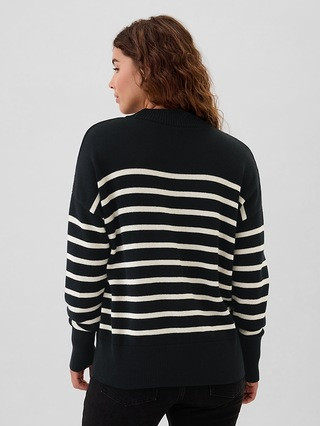 Oversized Stripe High Neck Crewneck Sweater | Gap Factory