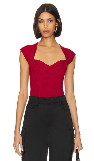 Barbara Sweetheart Bodysuit in Carmine | Revolve Clothing (Global)