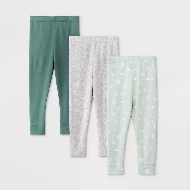 Baby 3pk 'Hello Happy' Pants - Cloud Island™ Dark Green | Target
