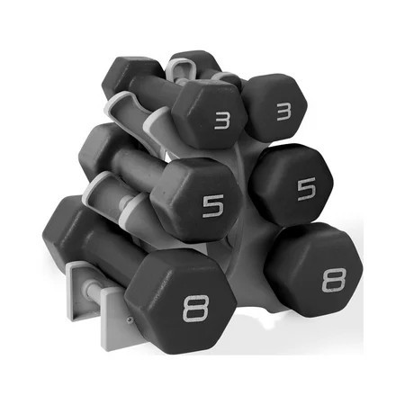 CAP Barbell 32 lb Neoprene Dumbbell Set with Rack, Black | Walmart (US)