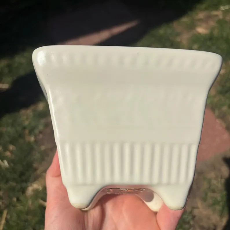Vintage Small 5\u201d Square White Ceramic Hull USA Pottery Footed Planter A2 | Etsy (Global)
