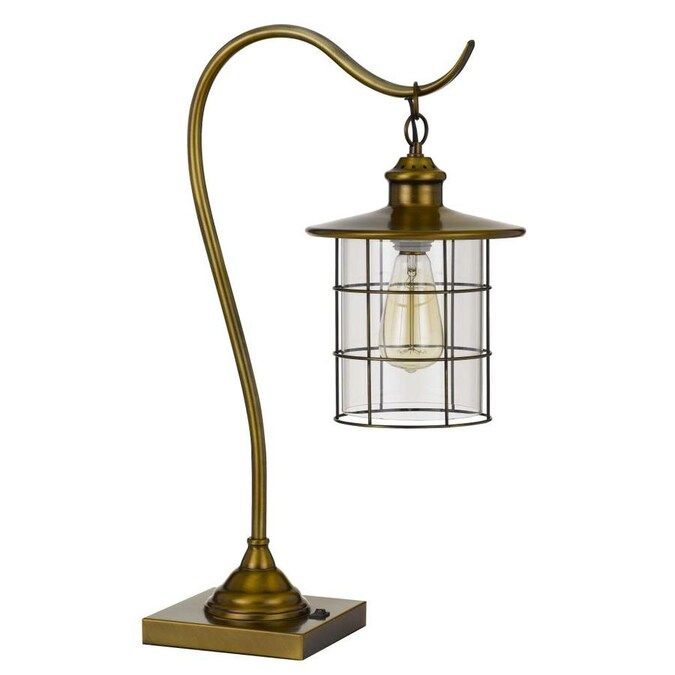 Cal Lighting Silverton Brushed Antique Brass Table Lamp with Glass Shade | Lowe's