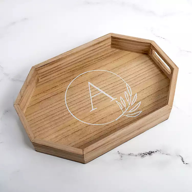 New! Natural Wood Monogram A Decorative Tray | Kirkland's Home