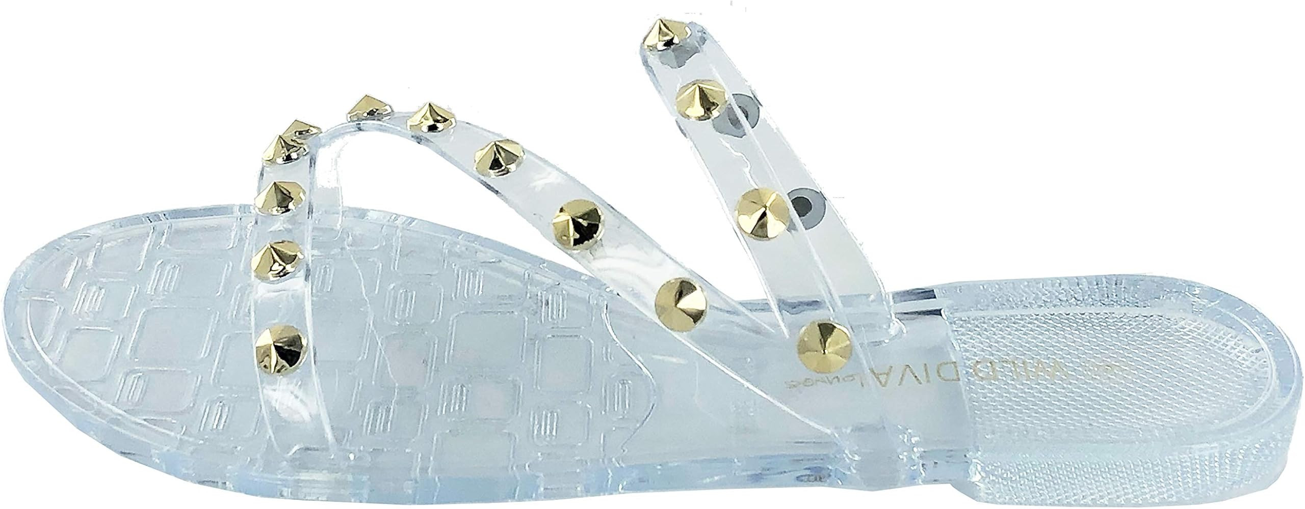 Wild Diva Womens Jelly flip Flop Rhinestone Slippers Sandals | Amazon (US)