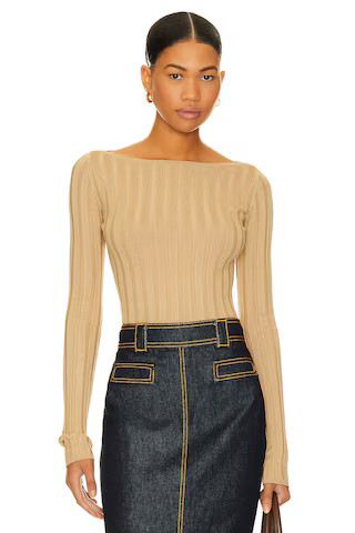 x Marianna Kayce Long Sleeve Rib Top in Camel | Revolve Clothing (Global)