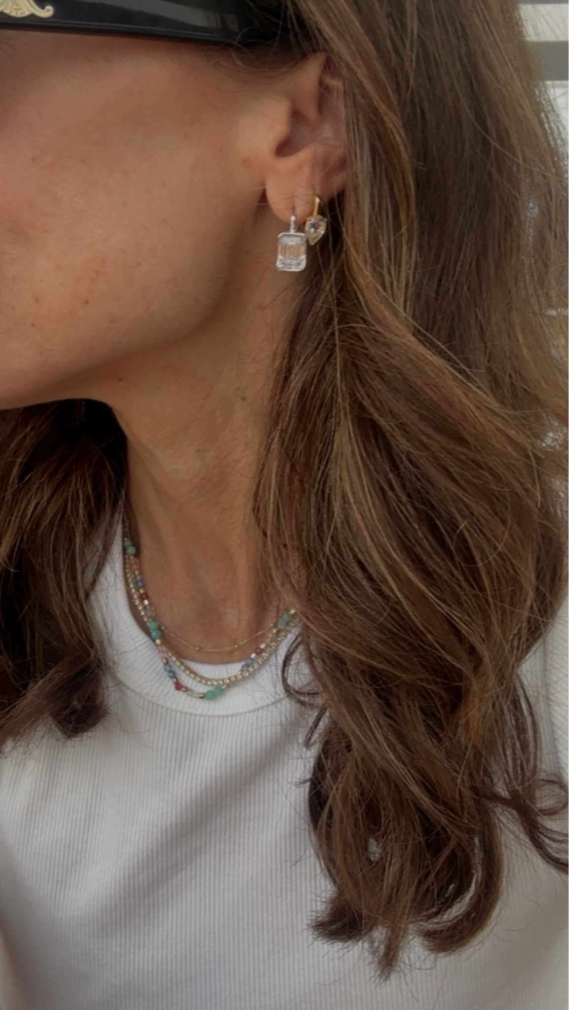 Doubled the @Dorsey earrings 
Petite pear shape 
Large emerald cut

#LTKOver40