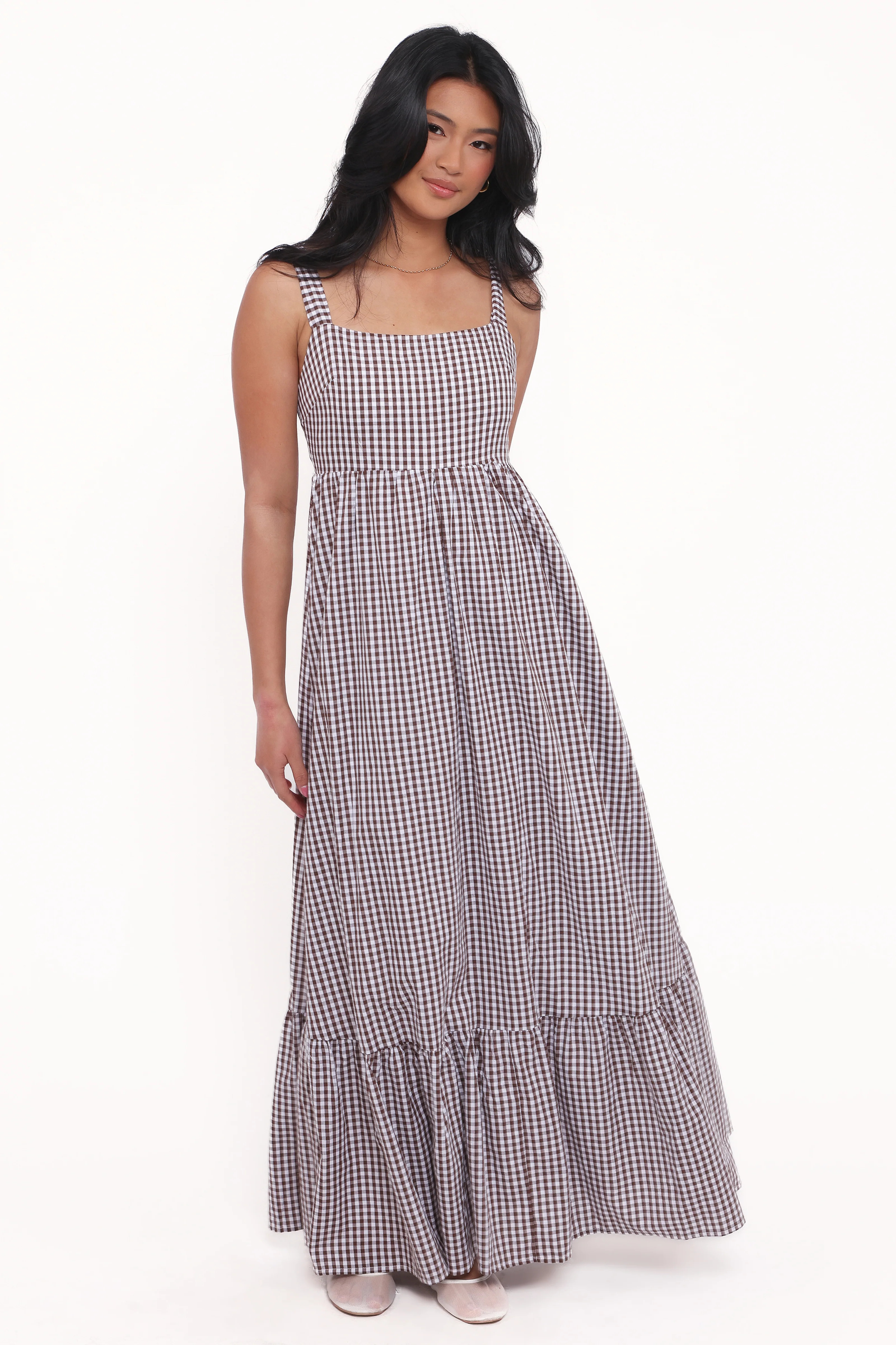 Reid Maxi Dress - Brown Gingham | Petal & Pup (US)