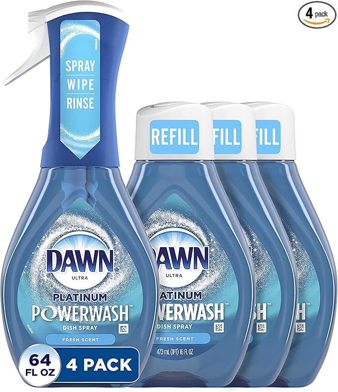 Dawn Platinum Powerwash Dish Spray, Dish Soap, Fresh Scent Bundle, 1 Spray (16oz) + 3 Refills (16... | Amazon (US)
