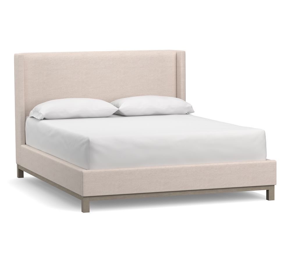 Jake Upholstered Platform Bed with Wood Legs | Pottery Barn (US)