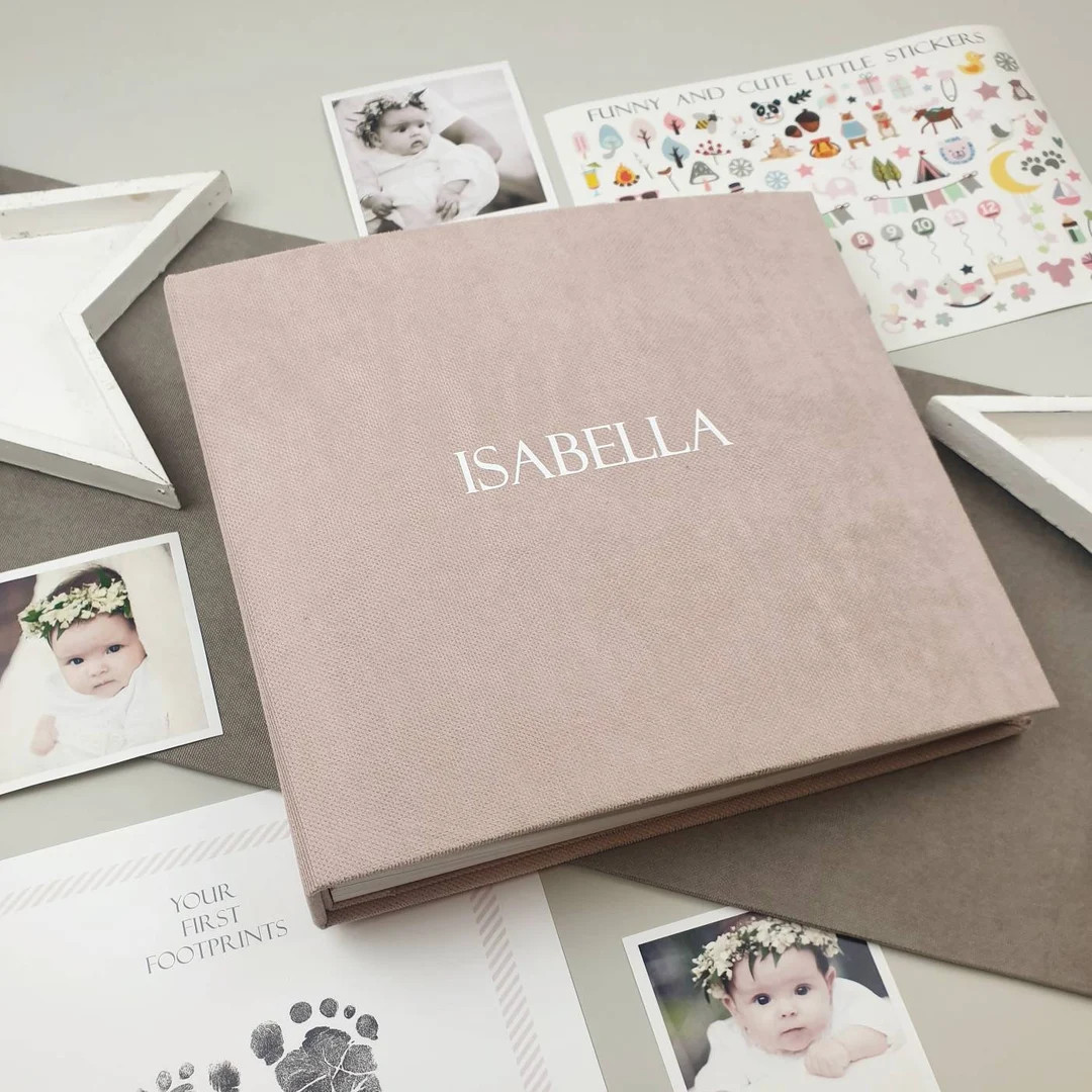 First Year Baby Memory Book As Modern Baby Shower Gift, Dusty Pink Photo Album For Baby, Personal... | Etsy (US)