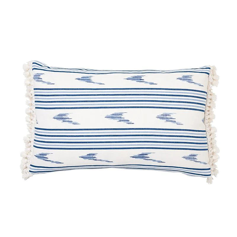 Schumacher Indigo & White 22" X 14" Santa Barbara Ikat Pillow | DecoratorsBest
