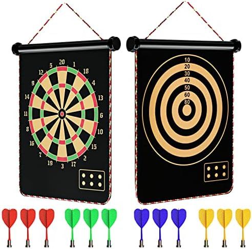 Magnetic Dart Board for Kids, Outdoor Toys Kids Games Double Sided Dart Board Games Set for Boys ... | Amazon (US)