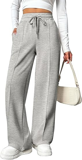 PINSPARK Wide Leg Sweatpants Women High Waisted Baggy Sweat Pants Elastic Elevated Seams Loose Ac... | Amazon (US)