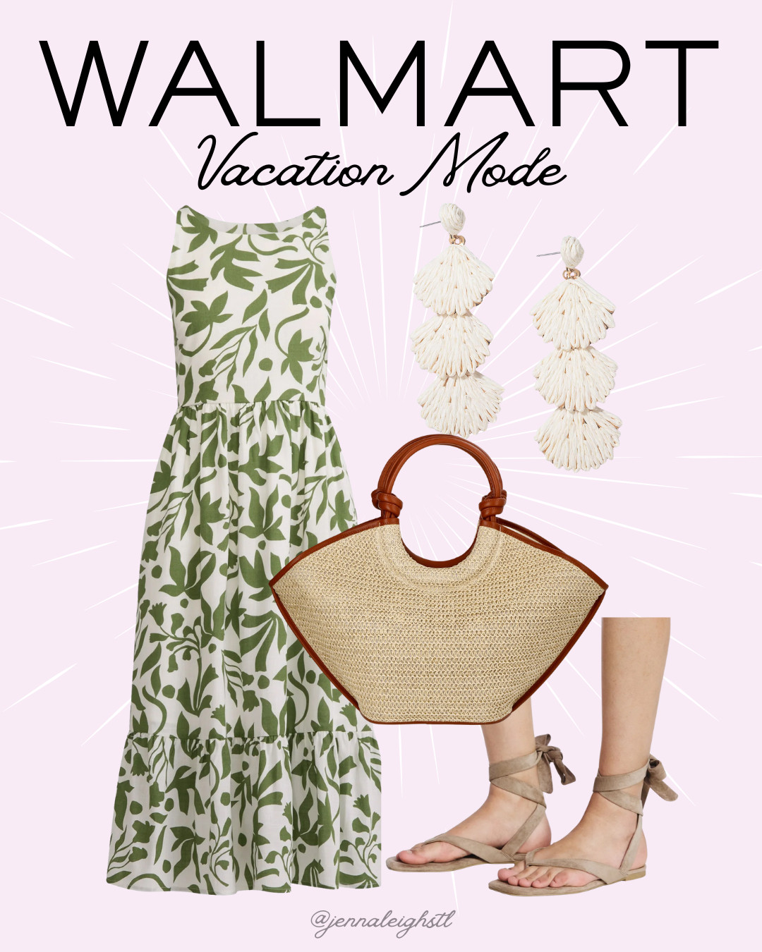 Vacation mode outfit inspo all from Walmart. This dress is on sale for just $12 and is perfect for warm weather days, beach trips, and easy getaways. 🌴☀️ 

 #LTKSeasonal #LTKMidsize #LTKFindsUnder50
