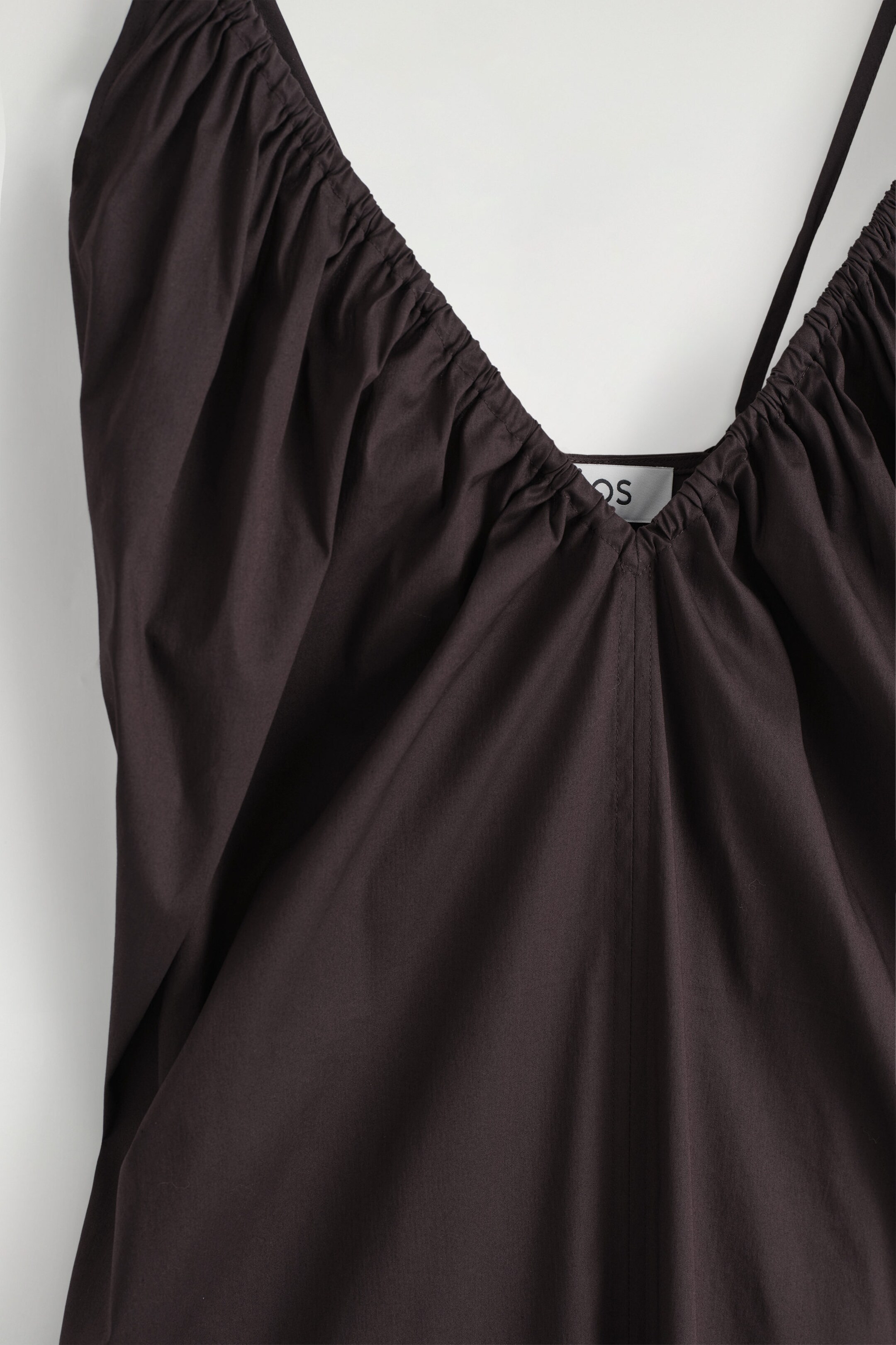 GATHERED V-NECK MAXI DRESS - DARK BROWN | COS UK