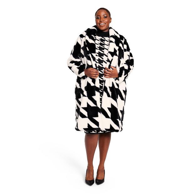 Women's Houndstooth Faux Fur Coat - Sergio Hudson x Target Black/White | Target