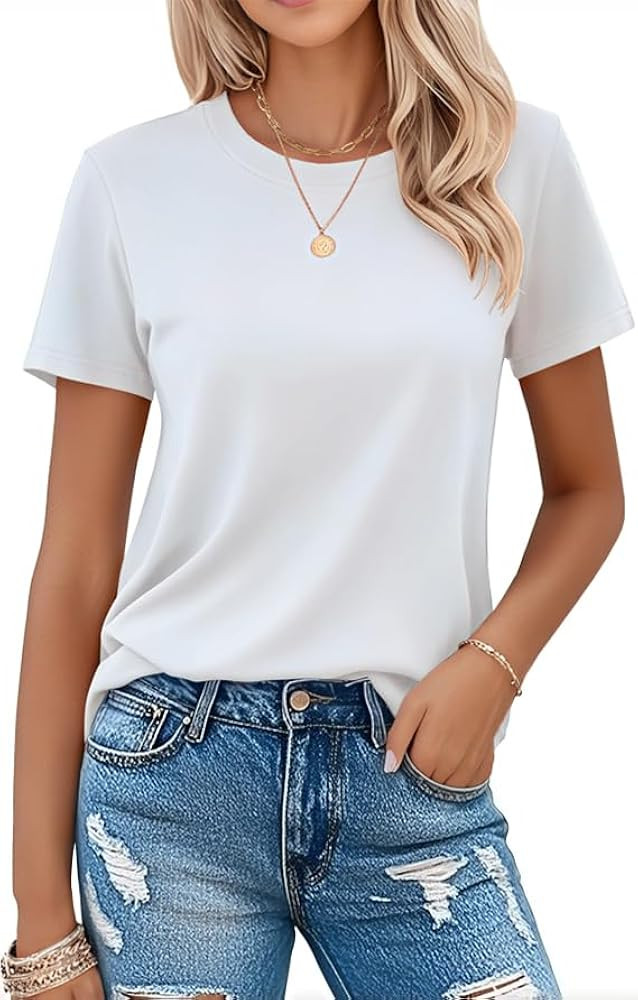 MAGCOMSEN Women's Crewneck T-Shirts Cotton Short Sleeve Casual Shirts Tee Tops Moisture Wicking L... | Amazon (CA)