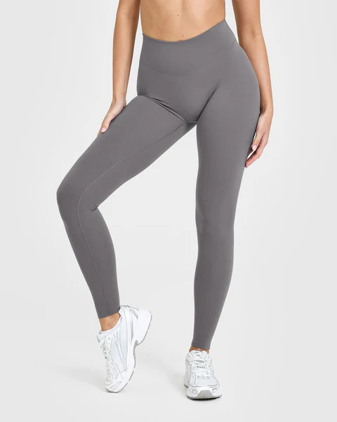 SoftMotion™ Leggings with White Logo 
 Ash Grey | Oner Active (UK / US)