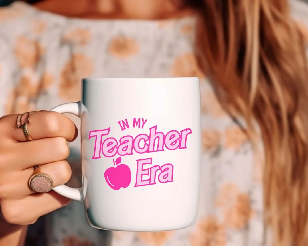 In My Teacher Era Mug, Teacher Era Coffee Mug, Barbie Font Teacher Era Mug, Teacher Gifts, Pink T... | Etsy (US)