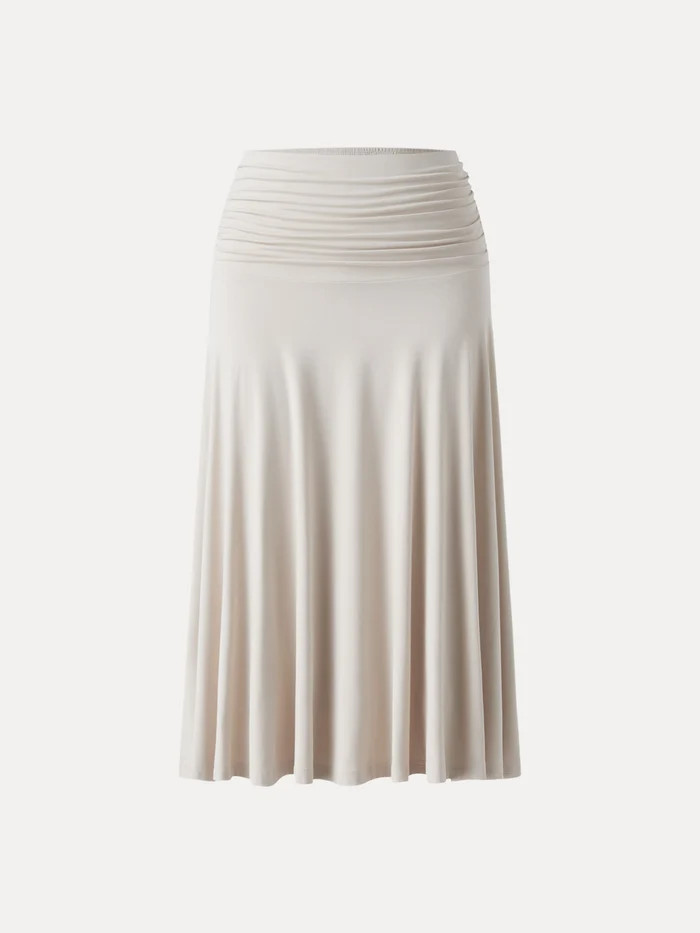 Flowy Side Ruched A-line Midi Skirt | OGLmove