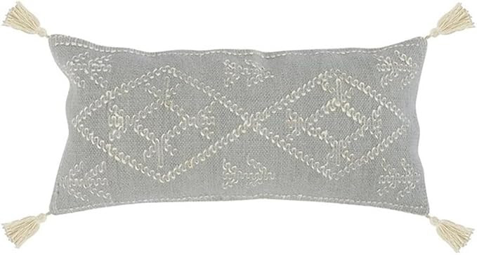 Kosas Home Ferri 16x36 Elegant Pattern Wool and Jute Throw Pillow in Ivory/Gray | Amazon (US)