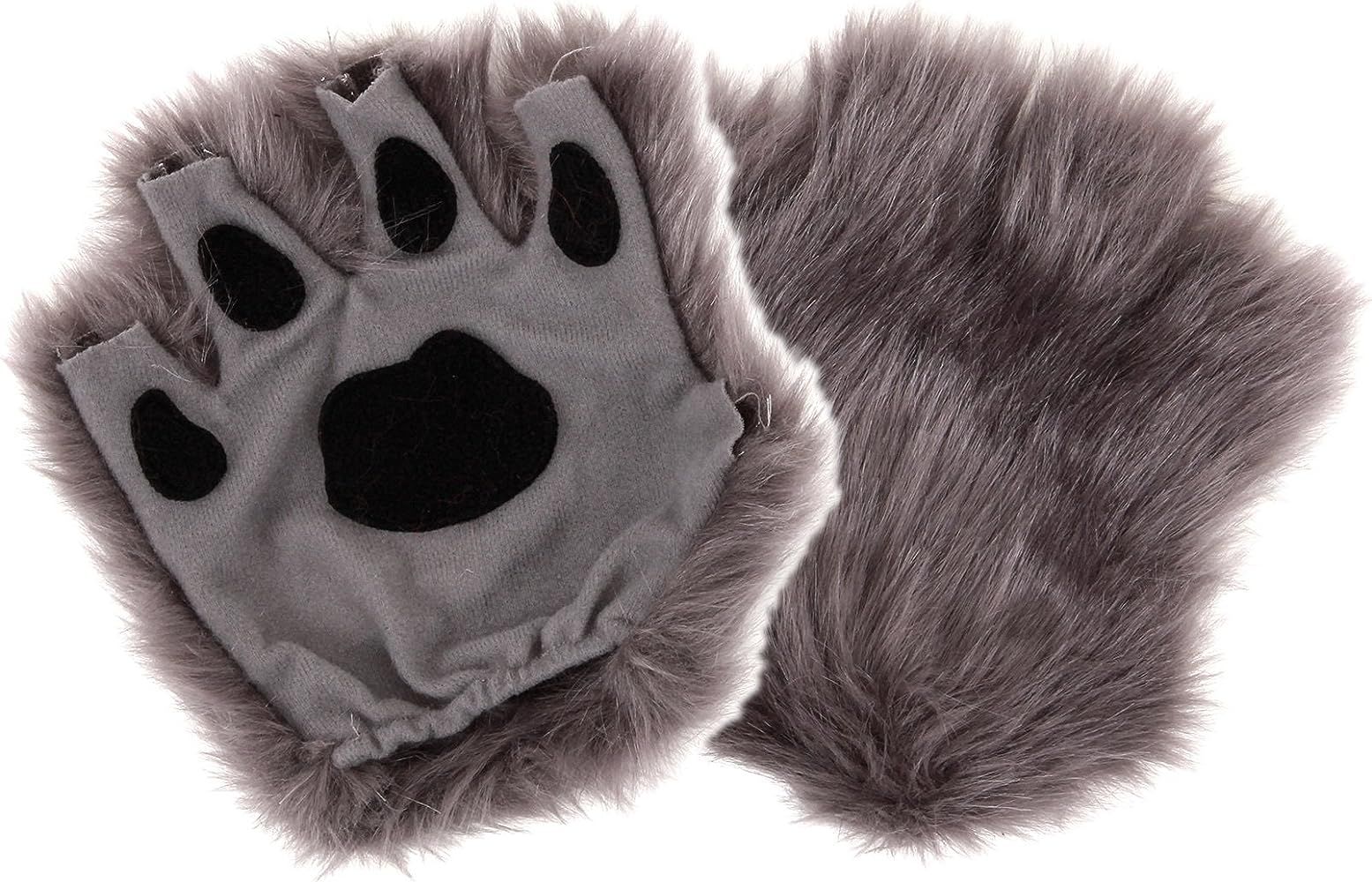 elope Gray Fingerless Wolf Animal Costume Paws for Adults and Kids | Amazon (US)
