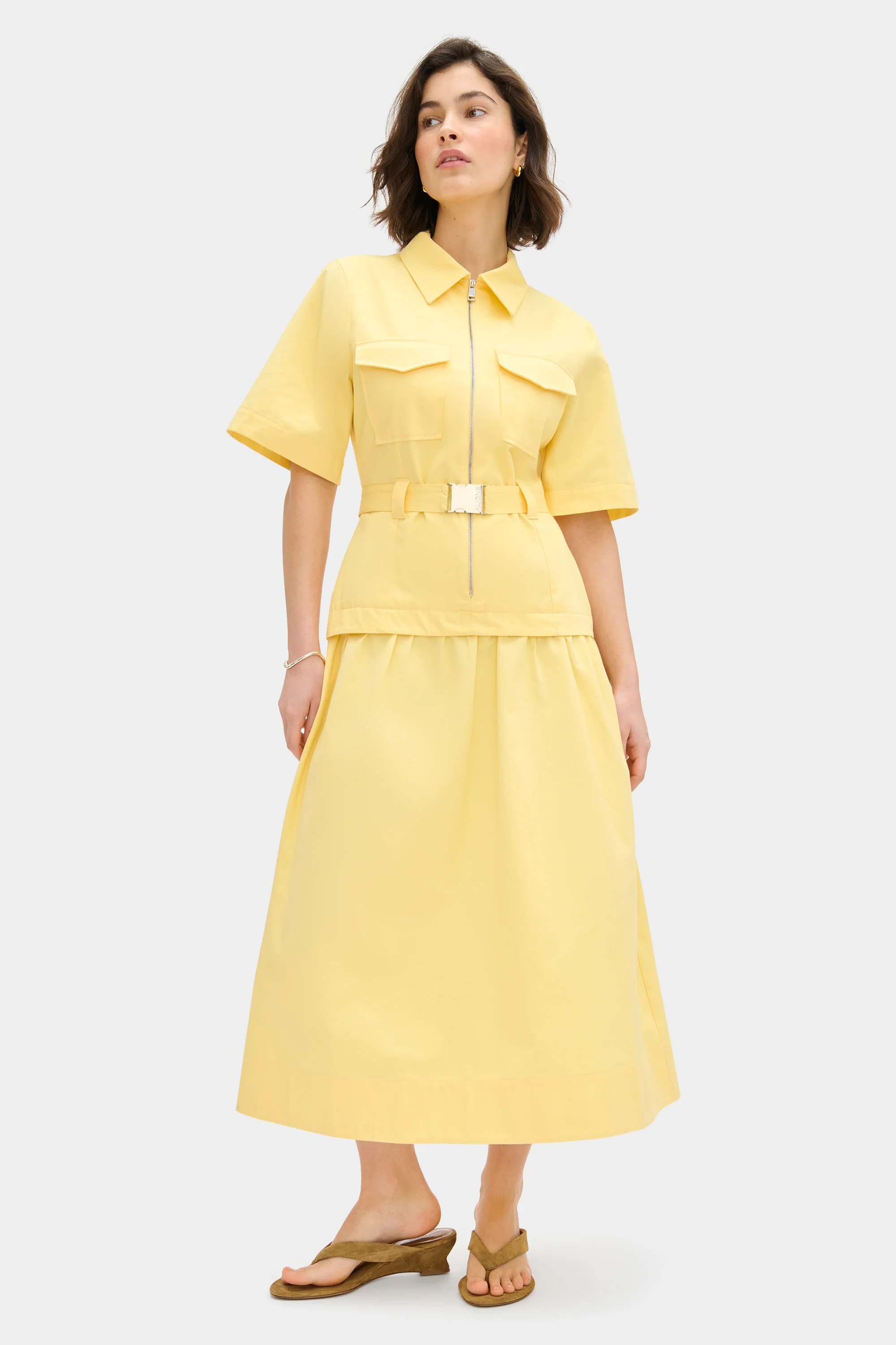 ALIGNE Belted Midi Dress - Yellow | Pearl | ALIGNE USA