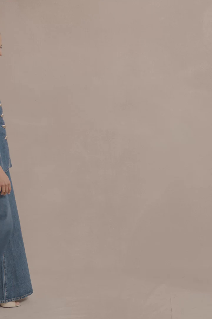 Lennox Strapless Long Line Button Top - Dark Blue | MESHKI US