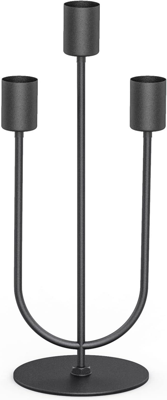 smtyle Candlestick Holders for Taper Candles Table Centerpiece Set of 3 Candelabra with Black Iro... | Amazon (US)