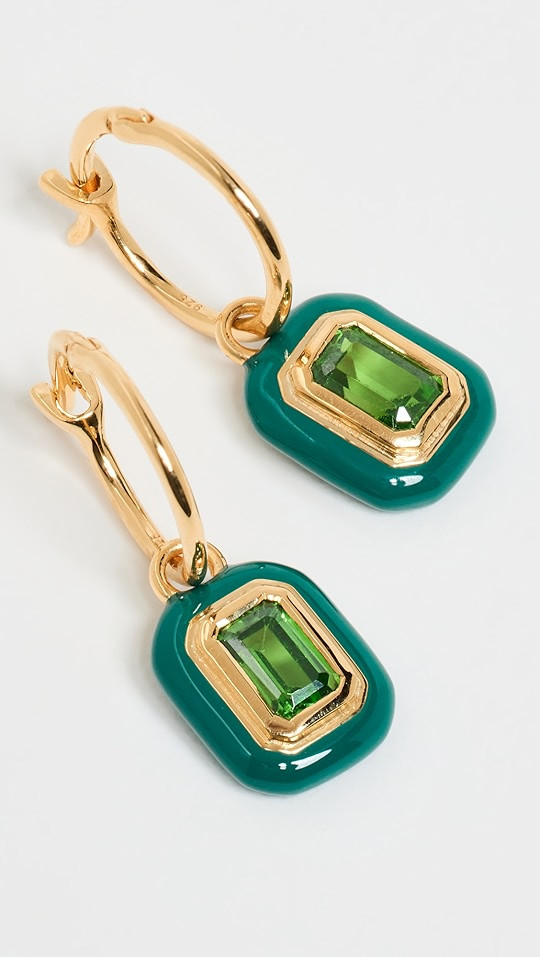 Green Stone and Enamel Charm Hoops | Shopbop