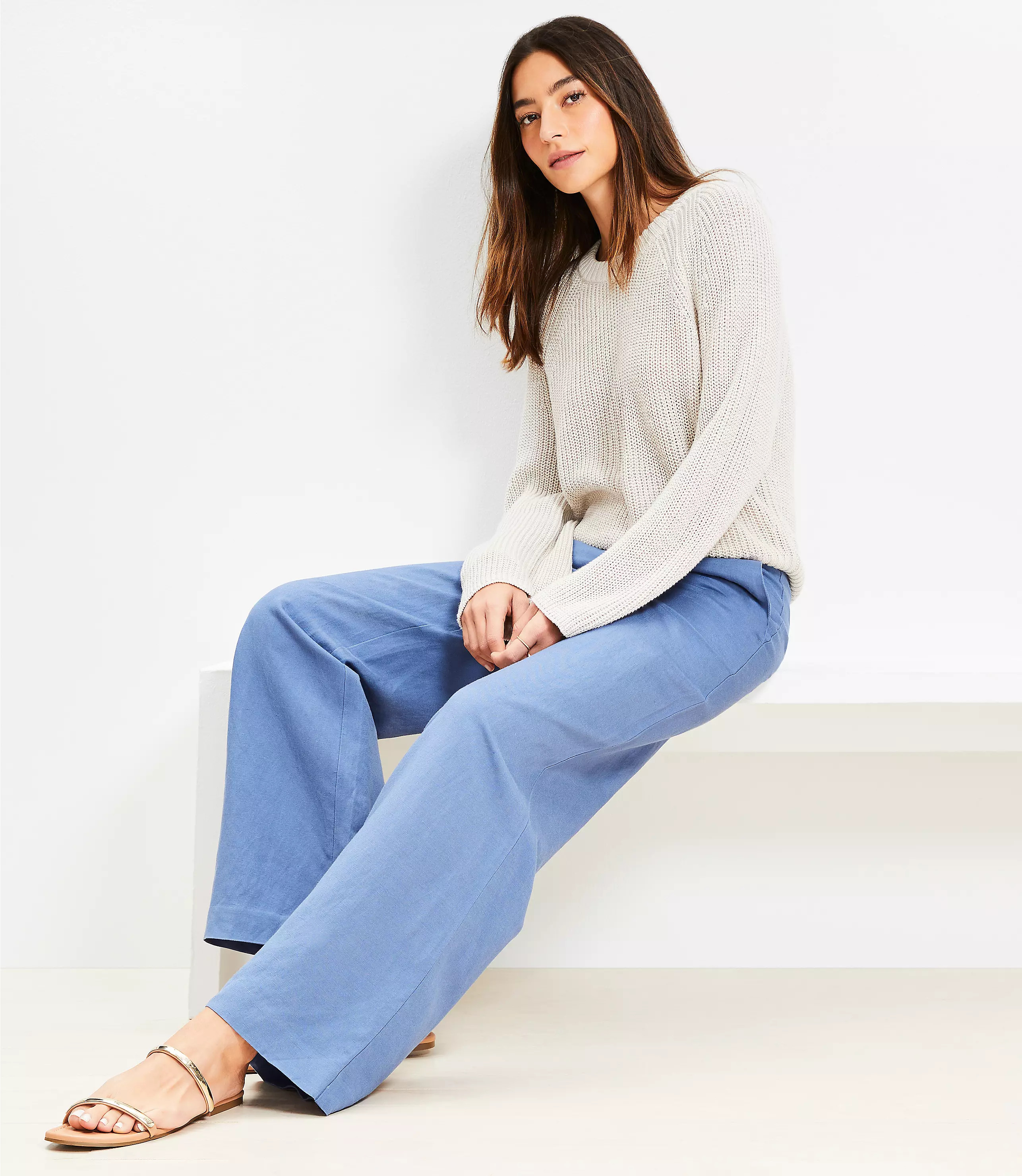 Clean Wide Leg Pants in Linen Blend | LOFT