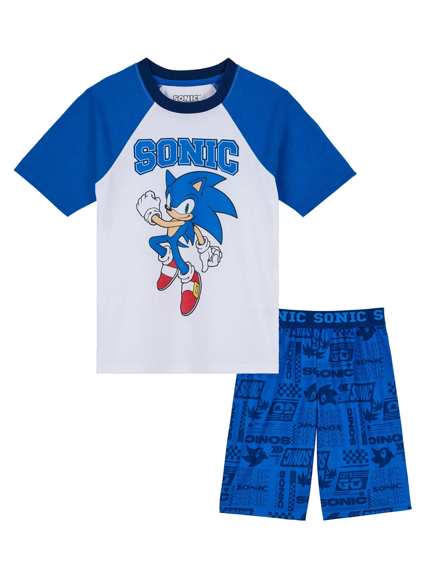 Sonic Boys Short Sleeve Sleep Top and Shorts Pajama Set, 2-Piece, Sizes 4-12 | Walmart (US)