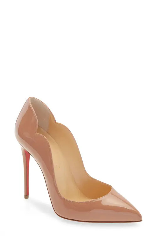 Christian Louboutin Hot Chick Scallop Pointed Toe Pump in Pk1A Nude at Nordstrom, Size 11.5Us | Nordstrom