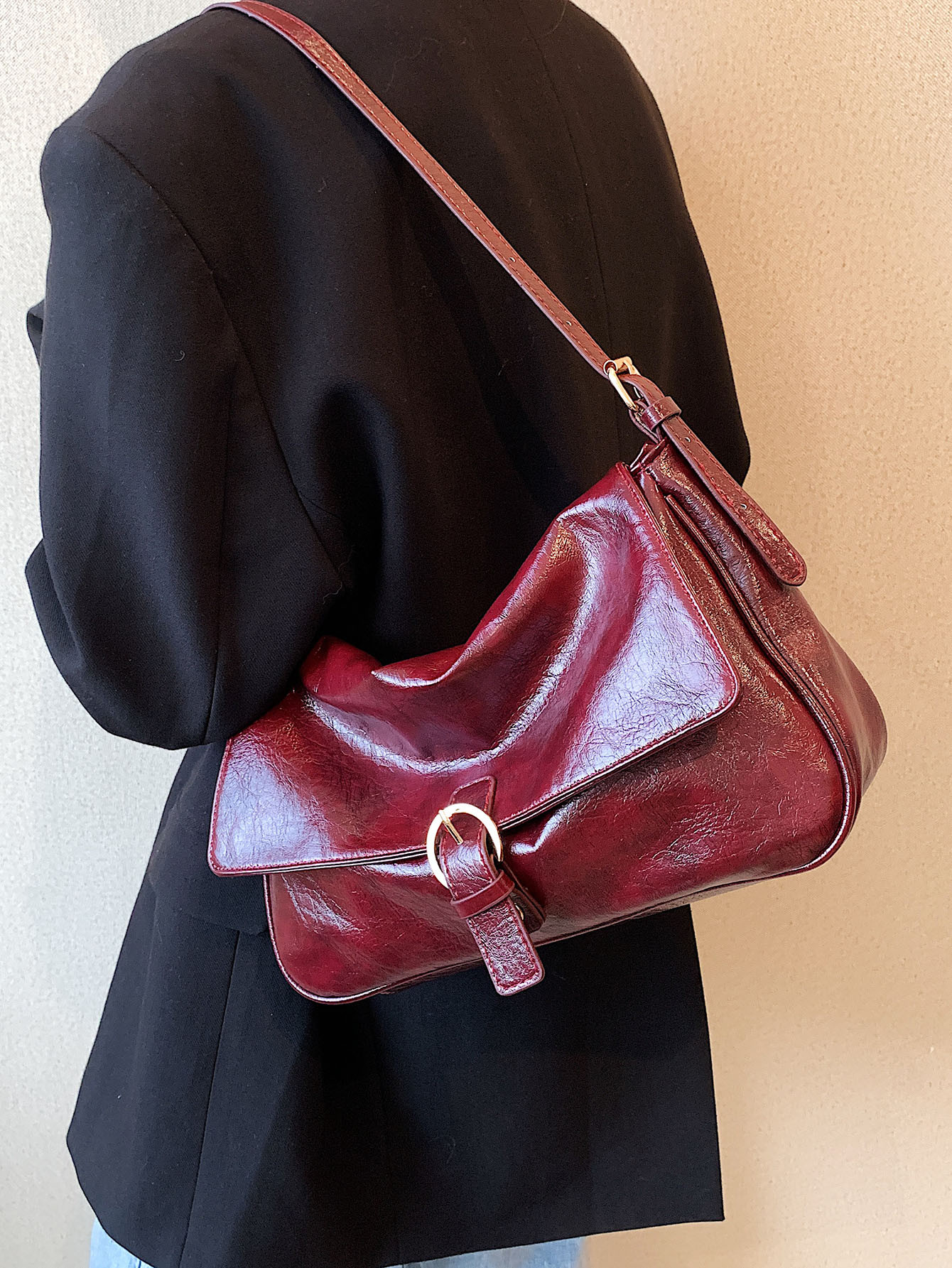 Lightweight,Business Casual Minimalist Buckle Decor Shoulder Bag For Teen Girls Women College Stu... | SHEIN