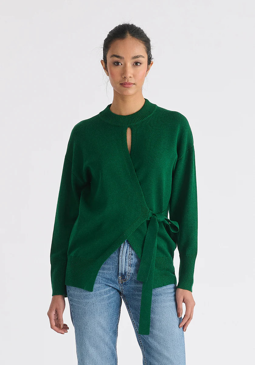 Open Front Mock Neck Wrap Jumper | Paisie