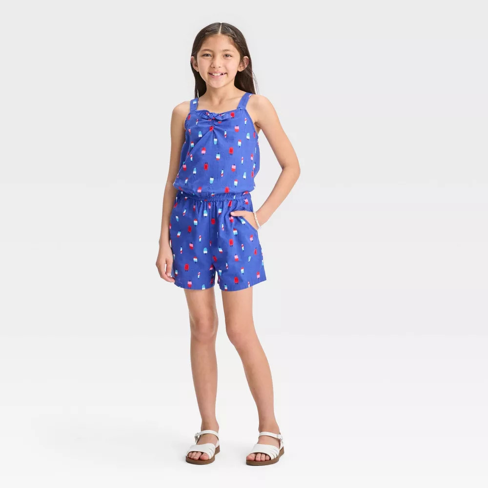 Girls' Short Sleeve Romper - Cat & Jack™ Cobalt Blue | Target