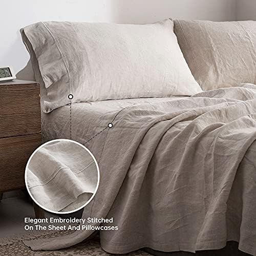 100% Natural Flax Linen Sheet Set - King Size | Amazon (US)