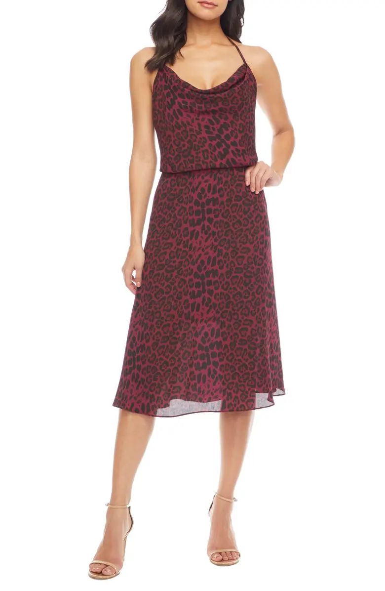 Zherra Leopard Print Cowl Neck Halter Dress | Nordstrom