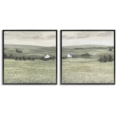 Stupell Industries Traditional Distant Farmhouse Field 2pc Framed Giclee Art Set | Target