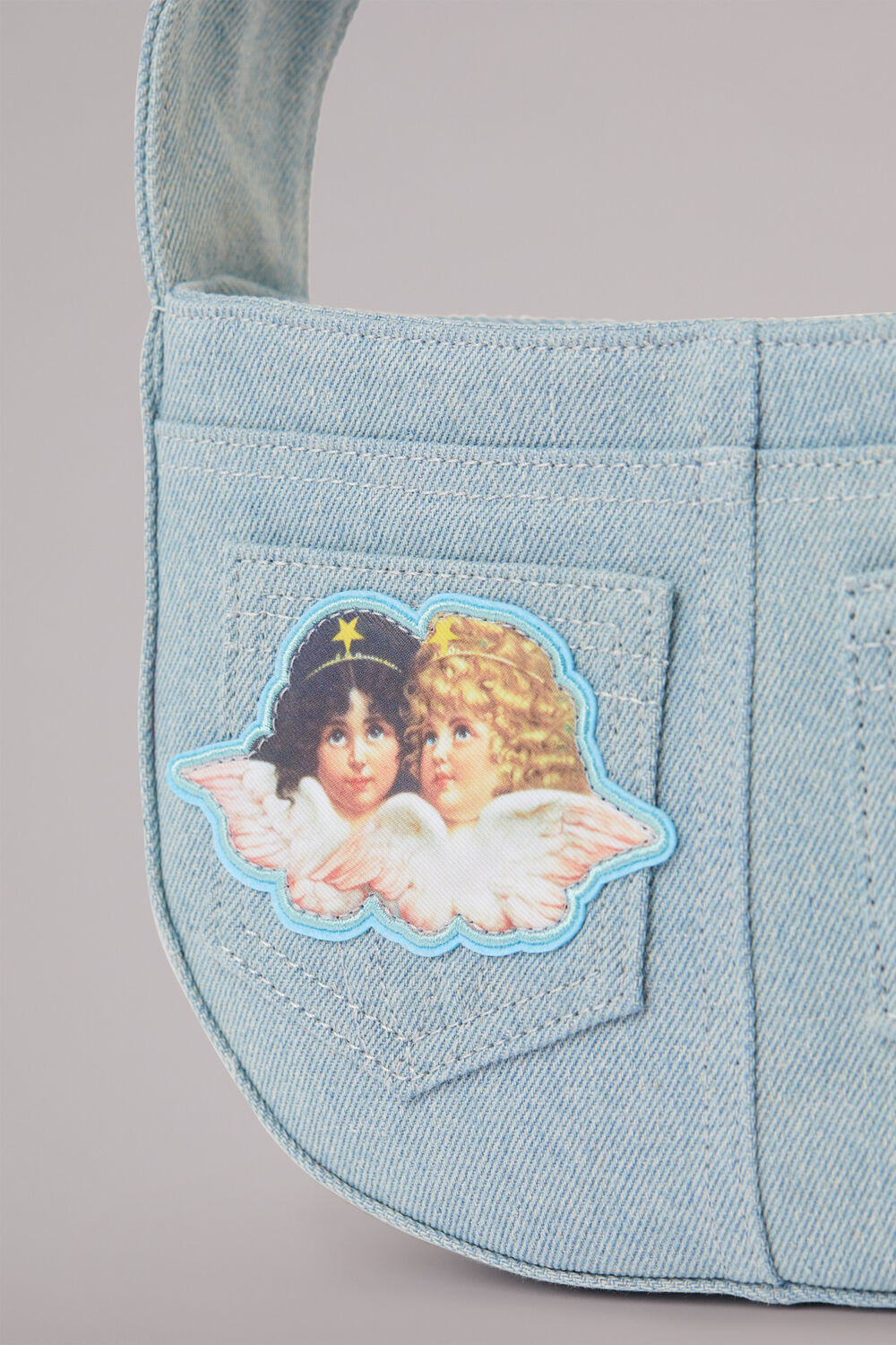 Angels Patch Denim Shoulder Bag Light Vintage | Fiorucci | Fiorucci