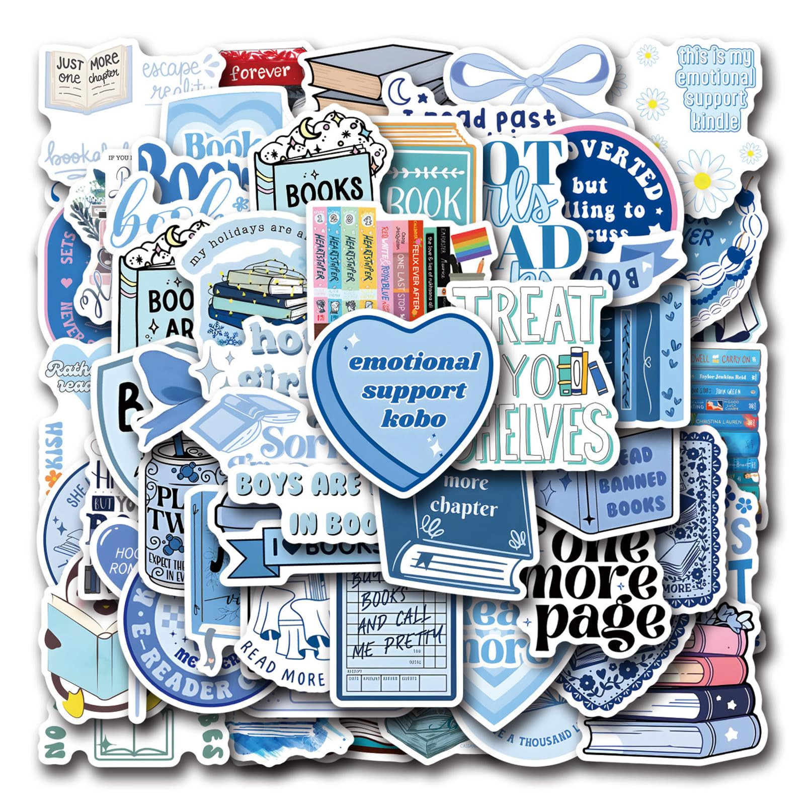 50Pcs Book Stickers for Kindle, Bookish Sticker Pack for Laptop, Ebook Readers Cute Vinyl Decals ... | Amazon (US)