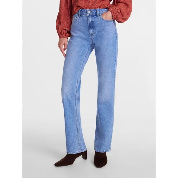 Scenario Women's High Rise Straight Leg Jeans, 30" Inseam, Sizes 0-20 | Walmart (US)