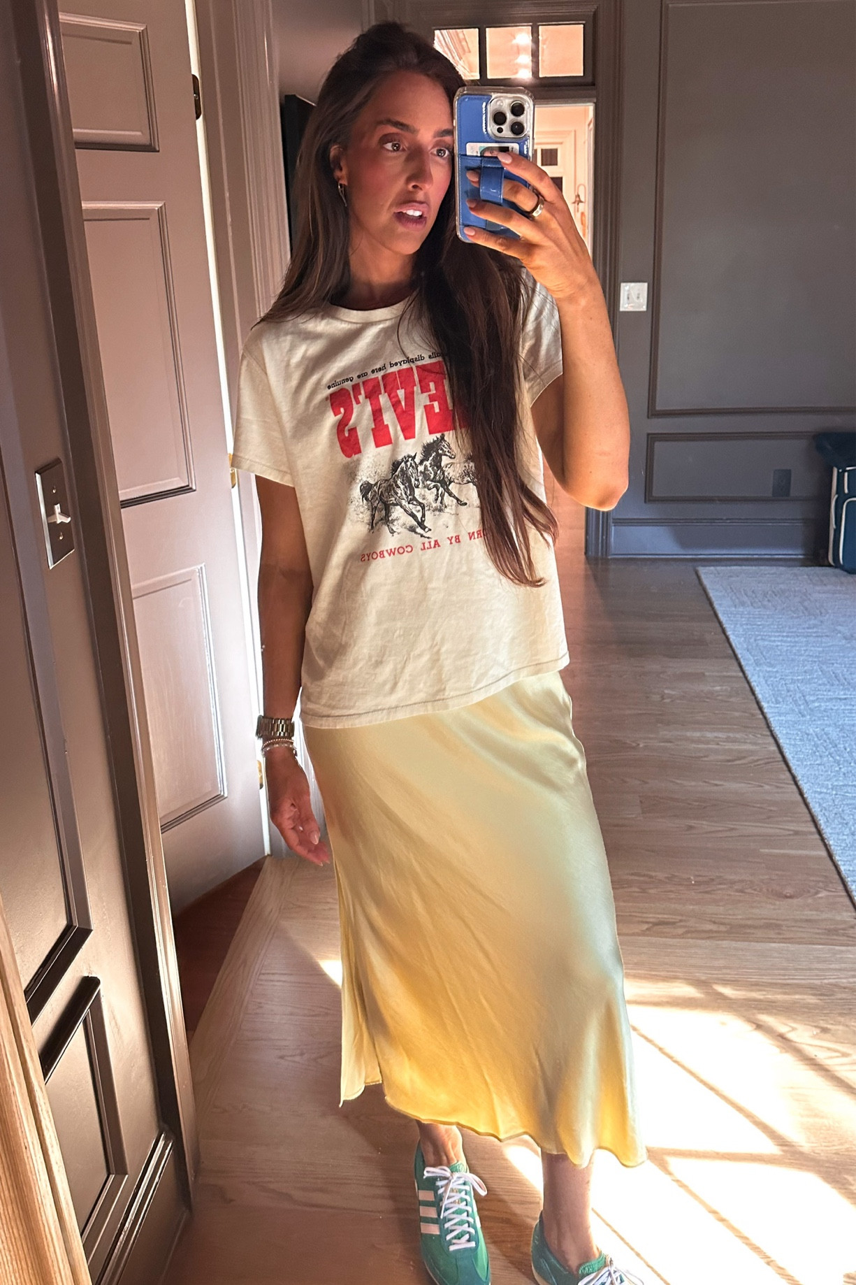 A silk skirt with a graphic tee is the look for spring. Size up in the shirt if you’re wanting it to look oversized! And don’t forget to copy the code for the skirt for the Madewell LTK sale!

#LTKFindsUnder50 #LTKSeasonal #LTKStyleTip