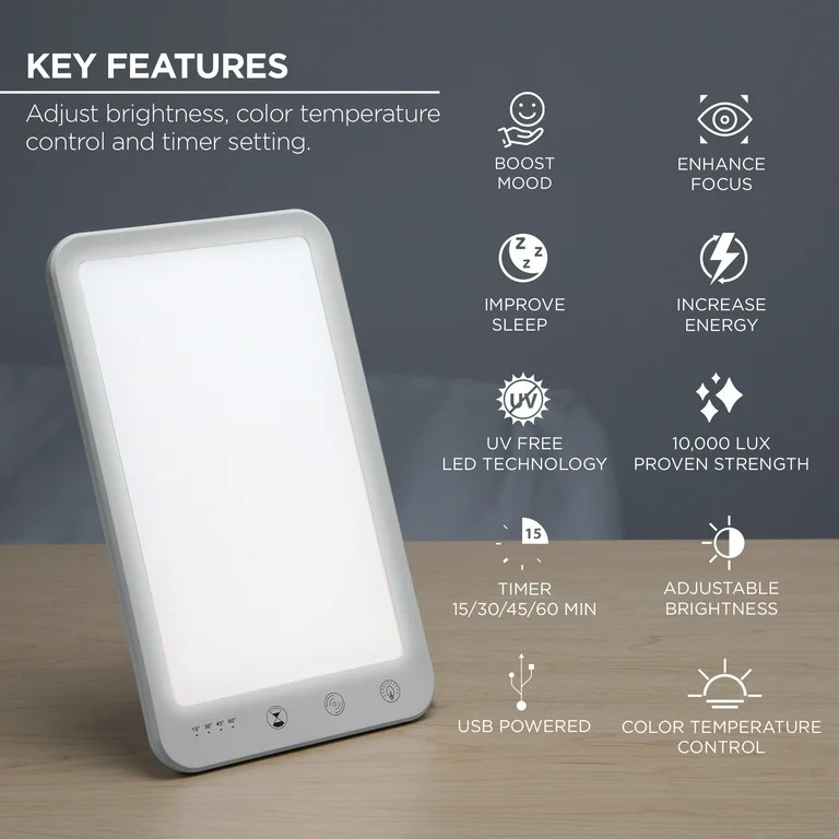 Merkury Innovations Refresh Light Therapy Lamp - Improve Sleep - Boost Mood - Increase Energy - E... | Walmart (US)