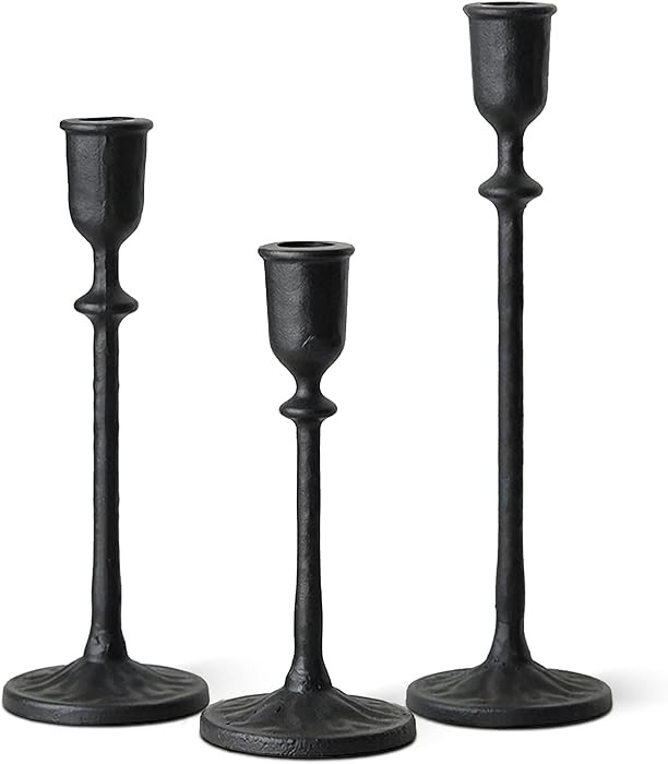 Antique Candlestick Holders Set of 3, Cast Iron Taper Candle Holder for Dining Table Centerpiece,... | Amazon (US)