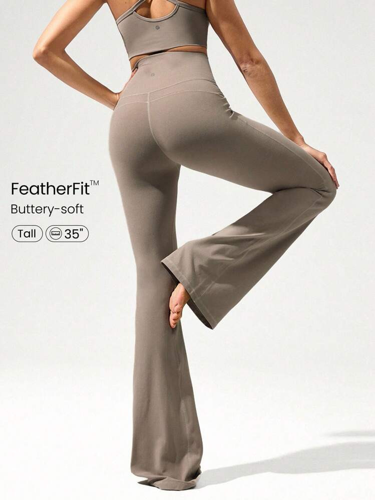 GLOWMODE 35" FeatherFit™ Go Groove Ultra Long Flare Leggings Low Impact Yoga Pilates Studio Daily Casual Wear Fall Winter | SHEIN