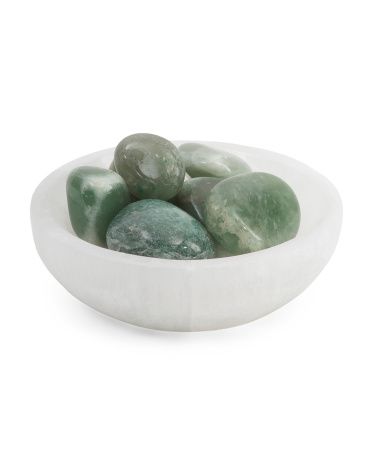 Selenite Bowl With Aventurine Stones | TJ Maxx