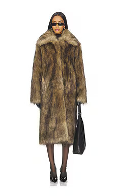 superdown x Emma Leger Carmela Faux Fur Coat in Brown from Revolve.com | Revolve Clothing (Global)